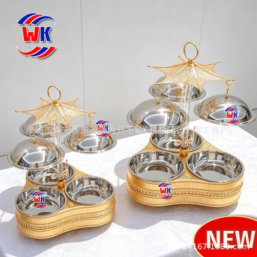 Luxury Gold 3 Pots Chafing Dish Buffet for Wedding Banquet
