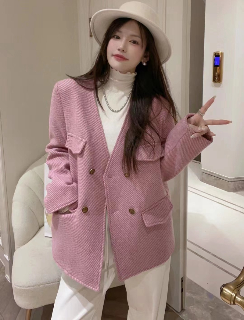 c.kou唇蔻E81270小香风加棉毛呢外套女宽松2023冬季新款韩版上衣