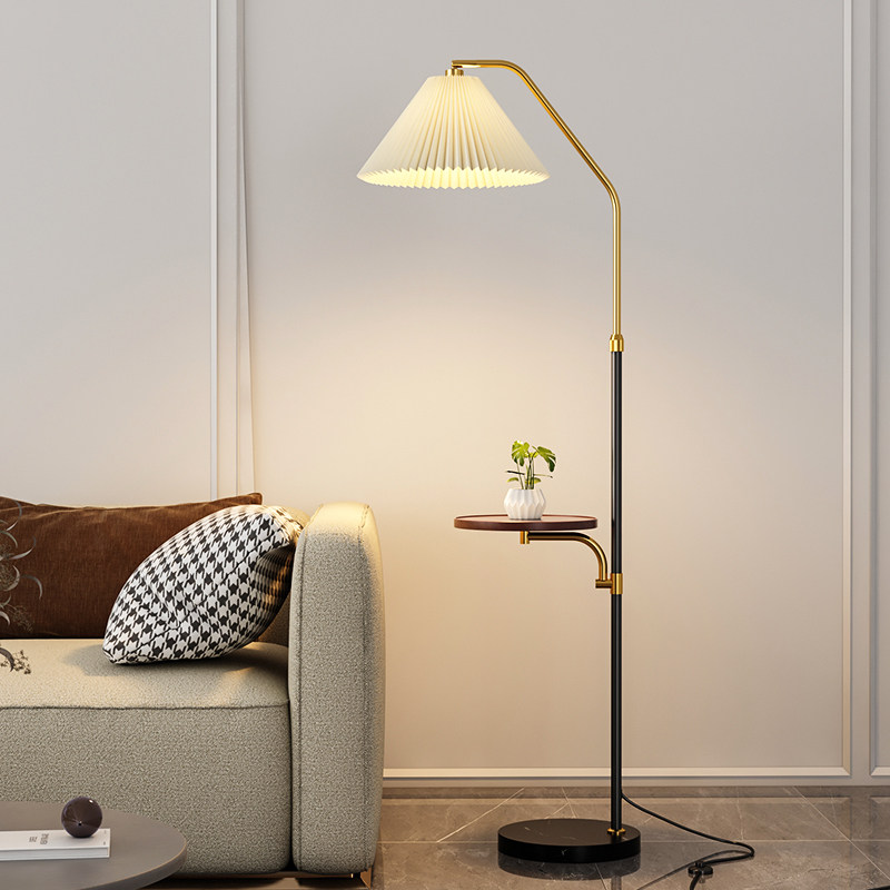 落地灯客厅沙发边茶几置物灯北欧轻奢卧室床头多功能无线充电台灯