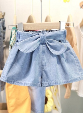 宝宝牛仔短裤2025夏装新款女童中大童装儿童蝴蝶结时尚裤子热裤