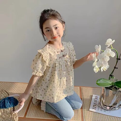 女童衬衫洋气女孩碎花长袖衬衣春秋2026新款秋季童装儿童上衣秋装