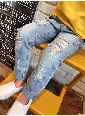 破洞牛仔裤长裤牛仔裤墨墨哒