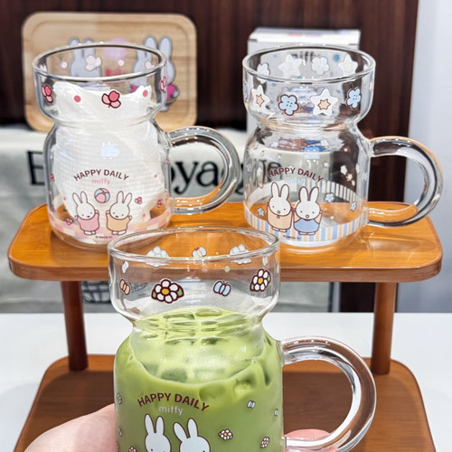 米菲兔可爱ins风高硼硅玻璃杯子咖啡牛奶杯早餐杯家用