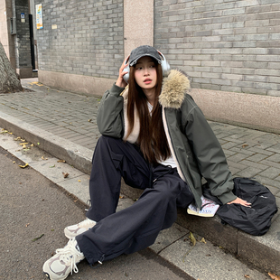 8809 连帽加厚保暖外套棉衣面包服棉袄针织衫 2025新款 棉服女短款