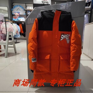 安踏儿童男童2023年冬款商场同款篮球系列中长款休闲保暖羽绒服