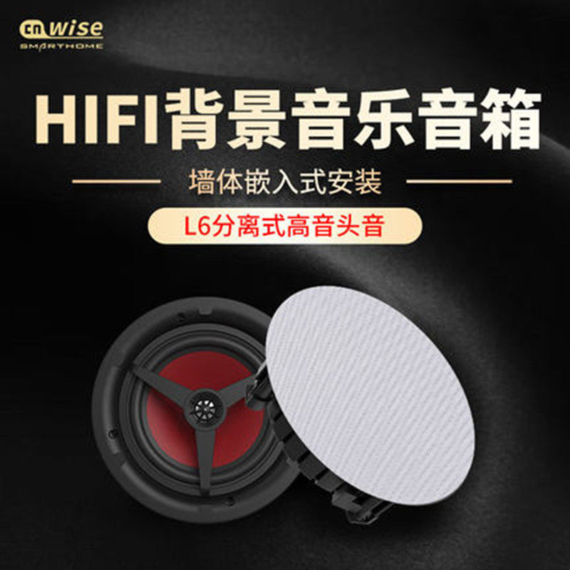 华尔思L5、L6高档同轴分频定阻吸顶喇叭HIFI无边嵌入音箱钛膜高音