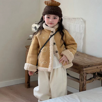 女童皮一体宝宝加厚保暖上衣