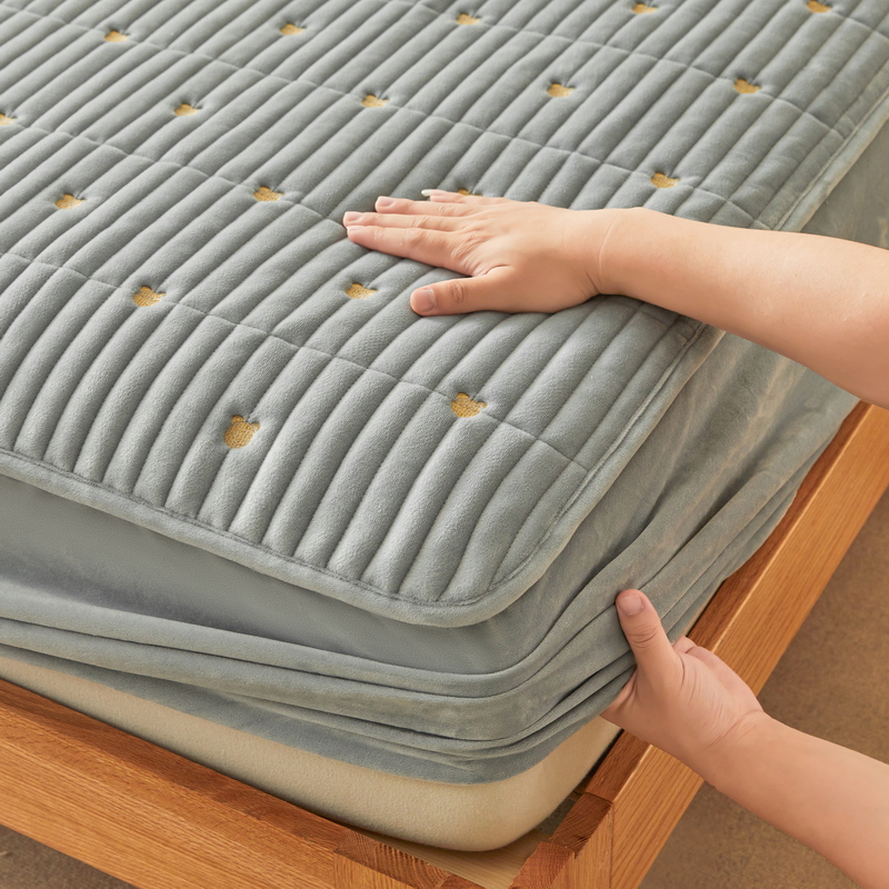 A类宝宝绒夹棉床笠冬季保暖床套