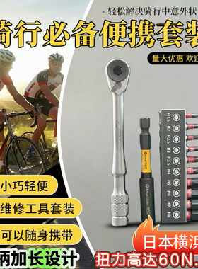 日本进口自行车公路车内六角便携迷你棘轮扳手套装维修工具螺丝刀