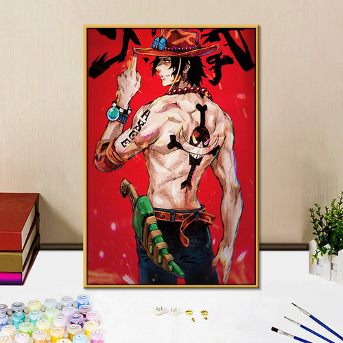 海贼王艾斯动漫手绘diy数字油画