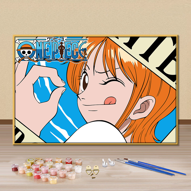 海贼王娜美手工画diy数字油画动漫卡通手绘填充减压丙烯装饰挂画