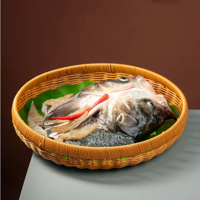 圆形冰台明档食材展示编织筐