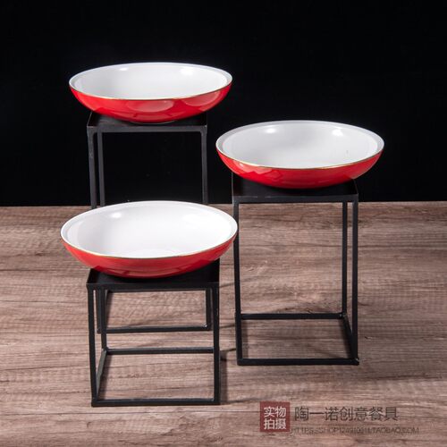 正方形铁艺高低架子明档展示餐具