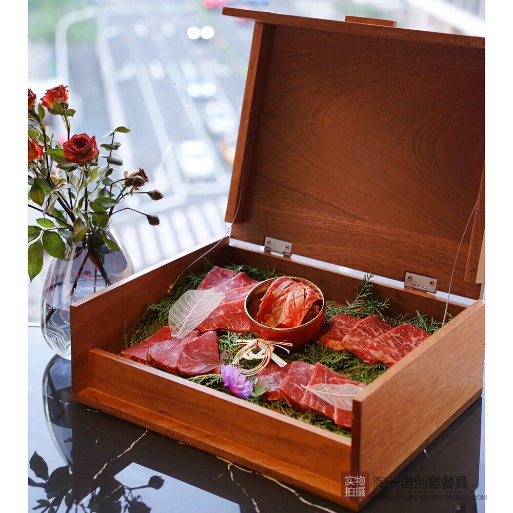 日式干冰冒烟食盒烤肉木盒火锅店