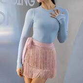 拉丁舞围裙女流苏裙新款 成人摩登舞臀巾恰恰舞蹈裙伦巴国标半身裙