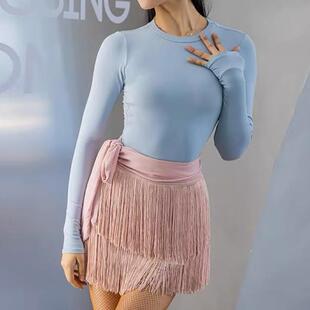 拉丁舞围裙女流苏裙新款成人摩登舞臀巾恰恰舞蹈裙伦巴国标半身裙