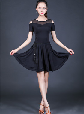 拉丁舞服装 女成人新款练功服 2022春夏表演服 跳舞蹈连衣裙短裙