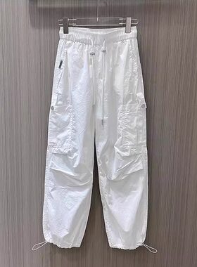 白色香蕉工装裤女26春夏薄款
