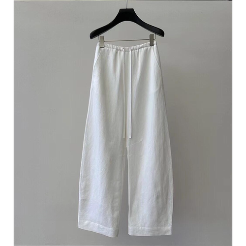 立体剪松紧腰棉麻绑带香蕉镰刀裤