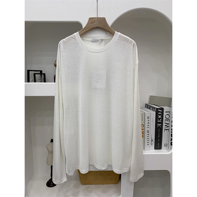 打底衫圆领软糯微透长袖t恤女