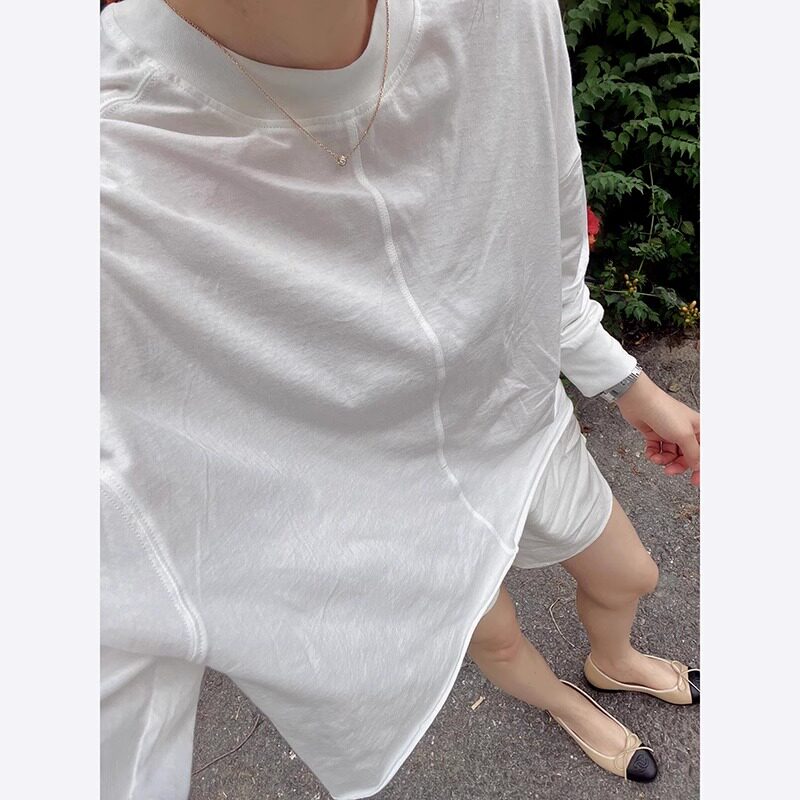 【现货】太太太好穿啦！高支棉极简风白T恤早春宽松圆领百搭上衣