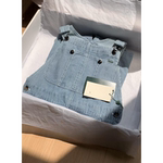 现货】复古蓝色条纹牛仔背带裤女2025早春韩系重磅休闲高腰连体裤