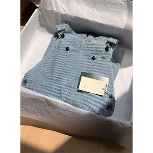 现货】复古蓝色条纹牛仔背带裤女2026早春韩系重磅休闲高腰连体裤