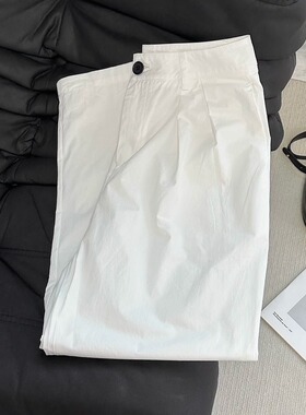 【现货！】白色阔腿休闲裤女2026早秋季爆款梨型身材直筒拖地长裤
