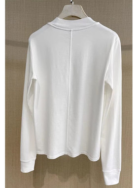 无D推荐系列！白色圆领后背明线装饰设计感上衣早春叠穿软糯长袖