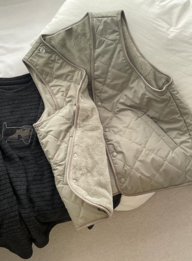 现货】一穿一个不吱声！2026早春绿色双面穿菱格绗缝马甲叠穿背心