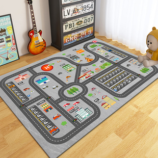 儿童地毯爬行垫城市交通场景轨道游戏玩具毯马路早教停车场地垫