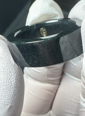 天然缅甸A 货真翡翠墨翠戒指情侣墨翠戒指紫薇讳金光篆护身可定制