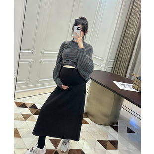 秋冬羊毛A字半身裙外穿遮胯中长款 孕妇装 显瘦弹力半裙 LeoMami