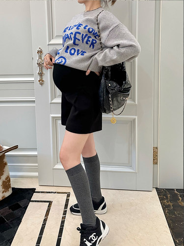 孕妇短裤冬外穿打底托腹毛呢靴裤
