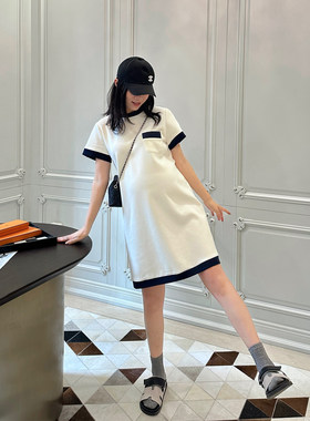 LeoMami孕妇夏季小香风T裙遮肚