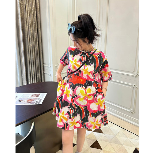 孕妇装夏款印花连衣裙度假裙子