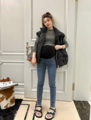 显瘦铅笔裤 LeoMami孕妇裤 弹力修身 加绒加厚小脚牛仔裤 外穿 子冬季