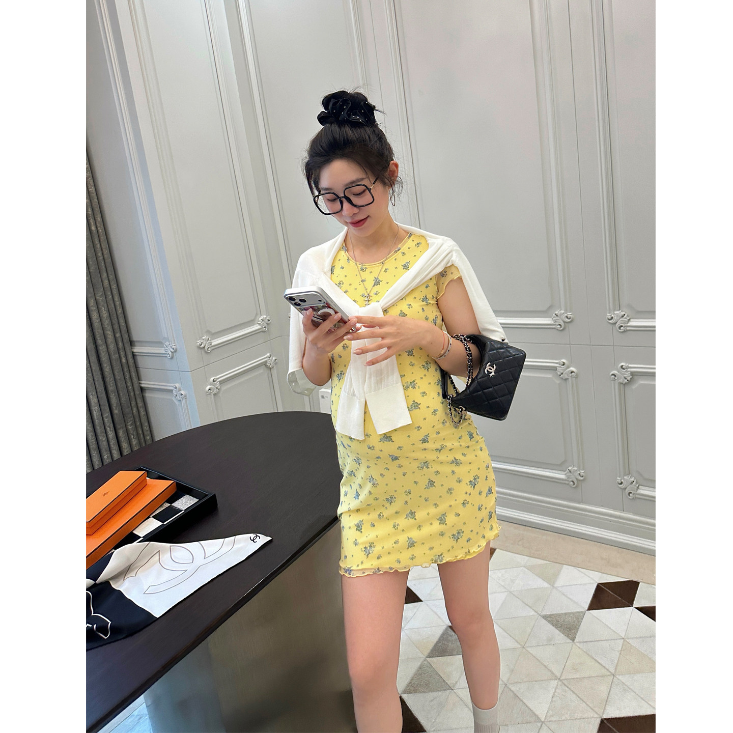 LeoMami孕妇装夏季冰感碎花网纱连衣裙薄款显瘦法式气质包臀裙子
