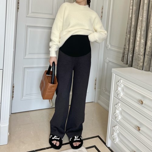 孕妇裤冬加绒加厚外穿托腹阔腿裤