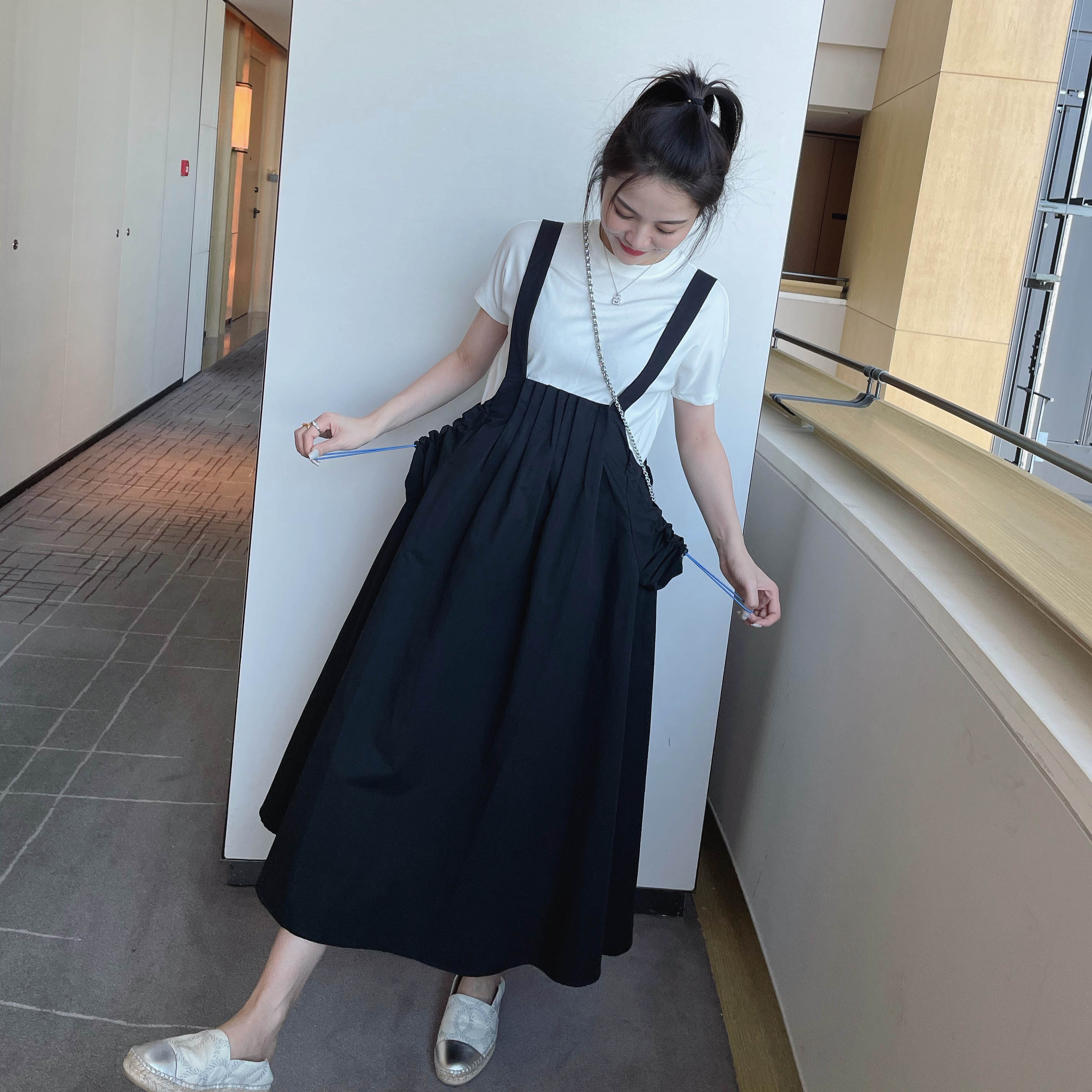 leomami夏季宽松风褶皱连衣裙