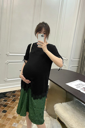孕妇连衣裙夏蕾丝拼接设计感裙子