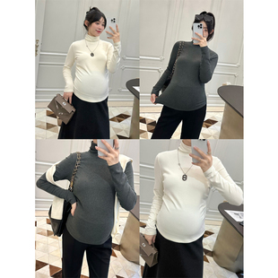 显瘦长袖 外穿修身 T恤孕期上衣 冬内搭弹力高领打底衫 LeoMami孕妇装
