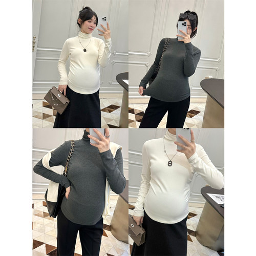 孕妇装半高领T恤衫内搭