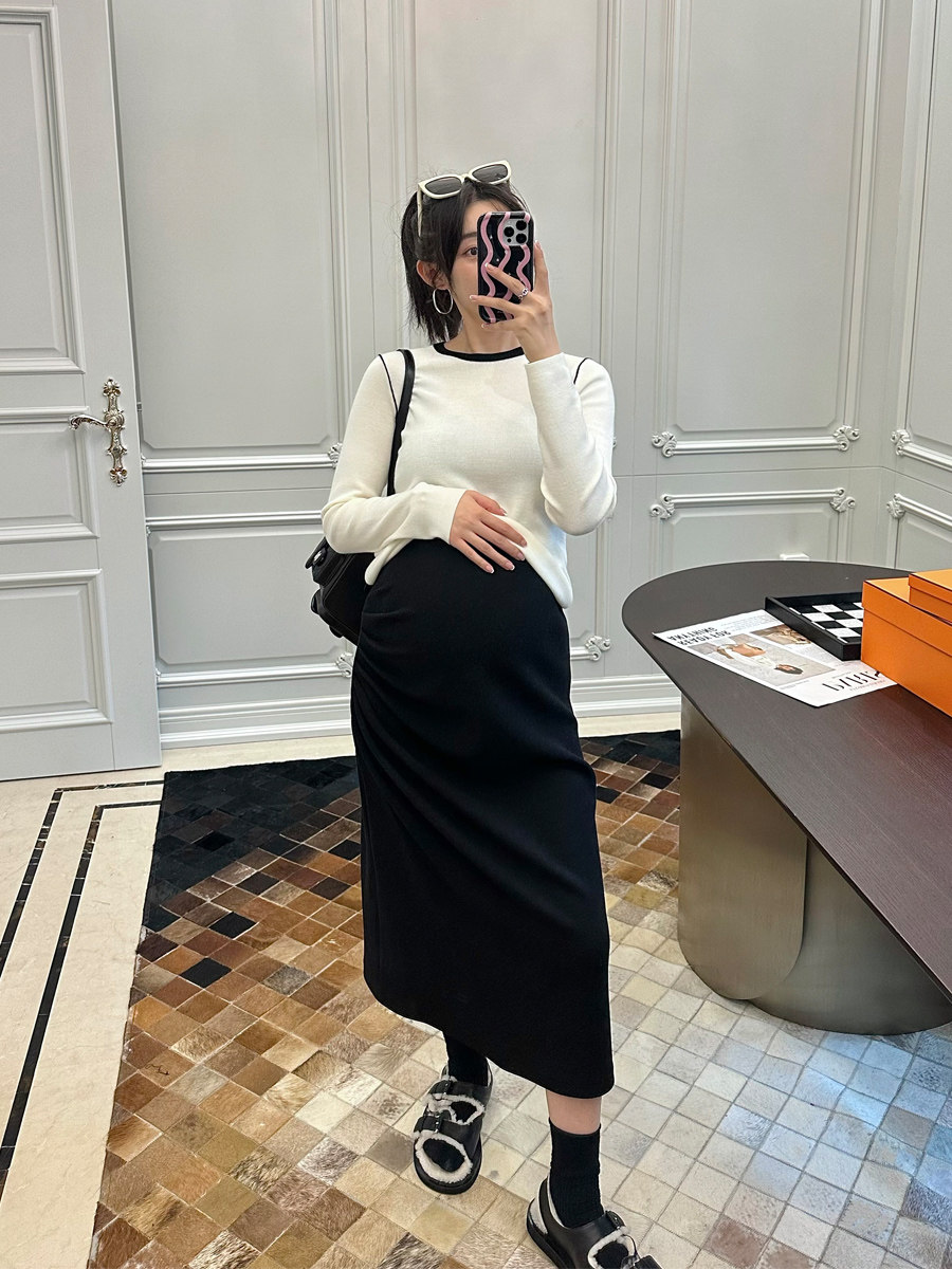 LeoMami孕妇装秋冬设计感羊毛褶皱半身裙开叉修身气质弹力包臀裙,孕妇装/孕产妇用品/营养,半身裙,淘宝优惠券,粉丝福利购,淘宝优惠卷