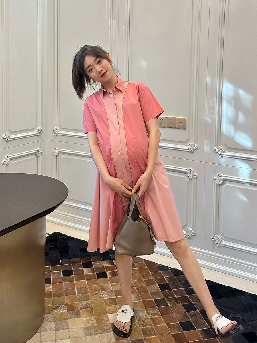 LeoMami孕妇装夏款2023新款赫本风粉色连衣裙时尚气质孕妈衬衫裙,孕妇装/孕产妇用品/营养,连衣裙,淘宝优惠券,粉丝福利购,淘宝优惠卷