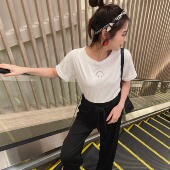 薄款 上衣 纯棉宽松镂空笑脸孕妇短袖 t恤女夏季 LeoMami 孕妇夏装