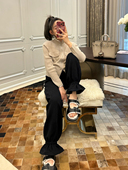 保暖宽松慵懒显瘦复古花苞运动裤 LeoMami孕妇裤 冬加绒加厚喇叭裤