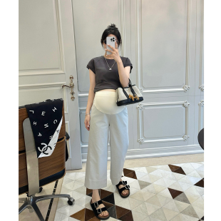 外穿托腹不勒肚宽松显瘦直筒裤 阔腿九分裤 春夏薄款 LeoMami孕妇裤