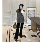 LeoMami孕妇装 秋宽松复古羊毛针织马甲外穿慵懒坎肩无袖 毛衣背心