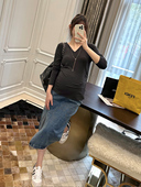 LeoMami 修身 孕妇装 V领内搭打底衫 显瘦性感弹力百搭上衣 春新款